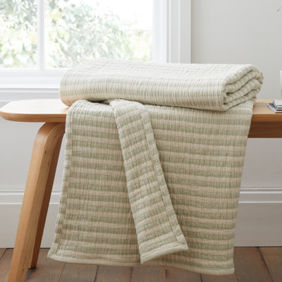 Bianca Fine Linens Cotton Muslin Stripe 100% Cotton Throw - Image 10