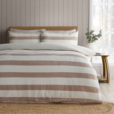 Catherine Lansfield Soft And Cosy Sherpa Stripe Duvet Cover Set - Image 13