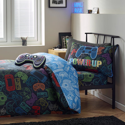 Catherine Lansfield Unisex Black Power Up Gamer Duvet Cover Set In | Size: Single - Image 10
