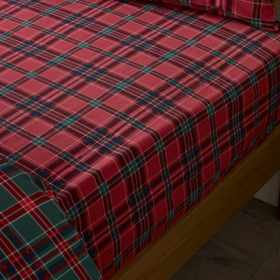 Cat Red Catherine Lansfield Tartan Check Fitted Sheet - Image 10