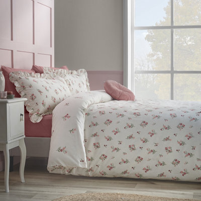 Catherine Lansfield  Brushed Ditsy Floral Cotton Duvet Cover Set - Pink - Super King - Image 15