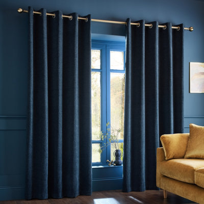 Catherine Lansfield Crinkle Chenille Lined Eyelet Curtains Blue 229X 229Cm - Image 14