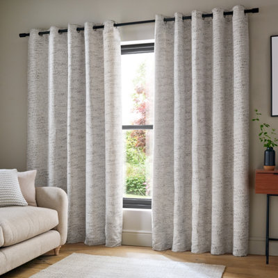 Rackhams Cream Chunky Boucle Lined Eyelet Curtains - 90 X 90 Inch - Image 14
