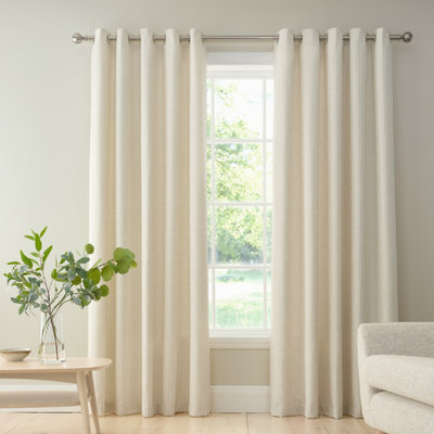 Bianca Fine Linens Chenille Stripe Eyelet Curtains - Image 9