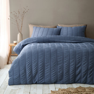 Rackhams Blue Waffle Seersucker Duvet Cover Set - Single - Image 8