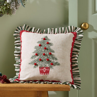 Catherine Lansfield Unisex Green 'Frilled Christmas Tree' Cushion In | Size: 45 Cm X 45 Cm - Image 12