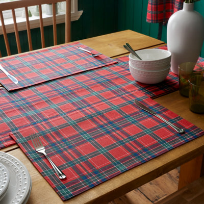 Catherine Lansfield 100% Cotton Christmas Tartan Check Placemat 4 Pack - Image 11