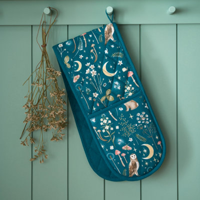 Catherine Lansfield Green Enchanted Twilight Cotton Double Oven Gloves - Image 8