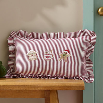 Catherine Lansfield Unisex Natural 'Christmas Gingerbread Stripe' Cushion In | Size: 30 Cm X 50 Cm - Image 13