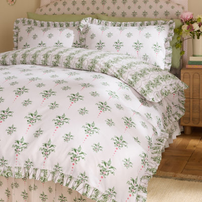 Cath Kidston Unisex White Cath Crest Floral 100% Cotton Duvet Cover Set In | Size: Double - Image 8