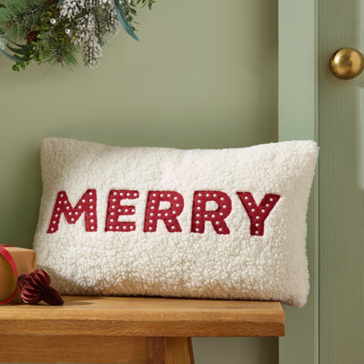 Catherine Lansfield 'Merry Boucle' Cushion in White | Size: 30cm x 50cm - Image 13