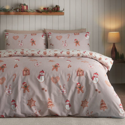 Catherine Lansfield  Christmas Gingerbread Stripe Duvet Cover Set - Natural - Junior - Image 10