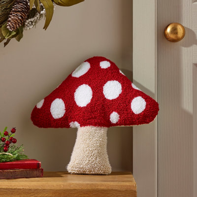 Catherine Lansfield Autumn Mushroom 3D Shaped Cushion Red - Image 11