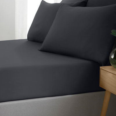 Catherine Lansfield Black So Soft Non-Iron Fitted Sheet - King - Image 8