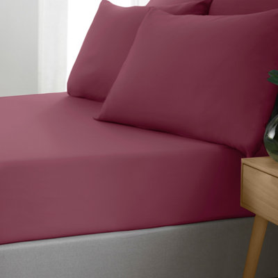 Catherine Lansfield Burgundy So Soft Non-Iron Fitted Sheet - Single - Image 9