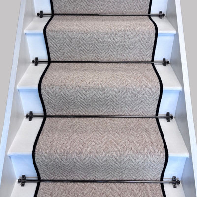 RainbowHome Herringbone Keswick Cream Fleck Stair Runner With 100% Pure Wool Edge 50 600 from B&Q