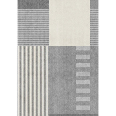 B&Q -  Geo Blocks Grey RugTokyo Collection 160Cm X 120Cm