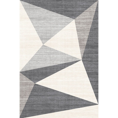 B&Q -  Modern Geo Grey RugTokyo Collection 160Cm X 120Cm
