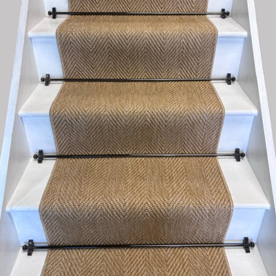 RainbowHome Herringbone New England Beige Stair Runner Self Colour Border 50 700 from B&Q