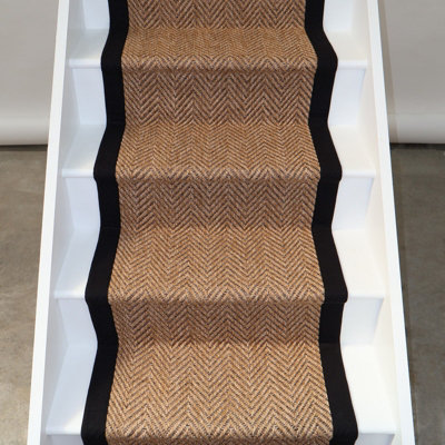 RainbowHome Herringbone Cotswold Stair Runner With 100% Black Cotton Border 55 700 from B&Q