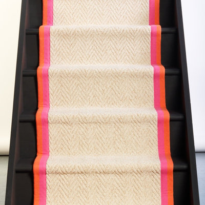 RainbowHome Herringbone Keswick Cream Fleck Sunset Trim Stair Runner 50 700 from B&Q