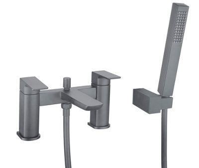 Aquarius Hydro Bath Shower Mixer Tap With Shower Kit Gunmetal Grey from B&Q