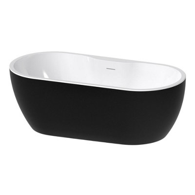 Aquarius Luxor Freestanding Soaking Bath Tub 1650 X 745mm Gloss Black Inc White Waste from B&Q