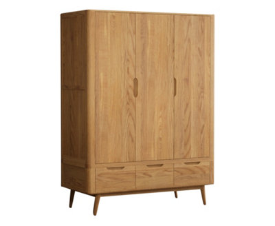 B&Q -  Selka Solid Oak Triple Wardrobe