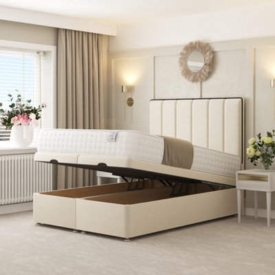 Bed Choices Herringbone Ottoman Upholstered Divan With 54" Headboard (Cream)King from B&Q