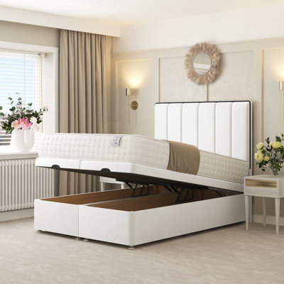 Bed Choices Herringbone Ottoman Upholstered Divan With 54" Headboard (White)Single from B&Q