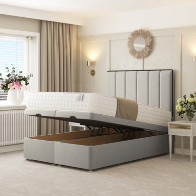 Bed Choices Herringbone Ottoman Upholstered Divan With 54" Headboard (Silver)King from B&Q