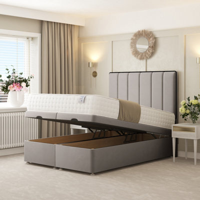 Rackhams Light/Grey Herringbone Ottoman Divan Bed - Super King - Image 3