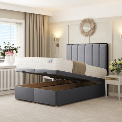 Bed Choices Herringbone Ottoman Upholstered Divan With 54" Headboard (Grey)King from B&Q