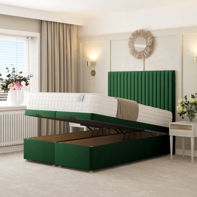 Bed Choices Khloe Ottoman Upholstered Divan Bed With 54" Headboard (Green)King from B&Q