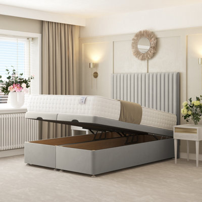 Bed Choices Khloe Ottoman Upholstered Divan Bed With 54" Headboard (Silver)Super King from B&Q