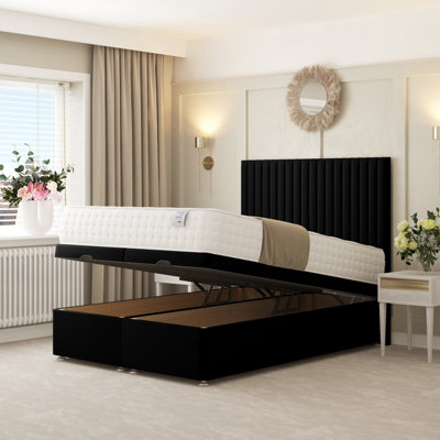 Bed Choices Khloe Ottoman Upholstered Divan Bed With 54" Headboard (Black)Double from B&Q