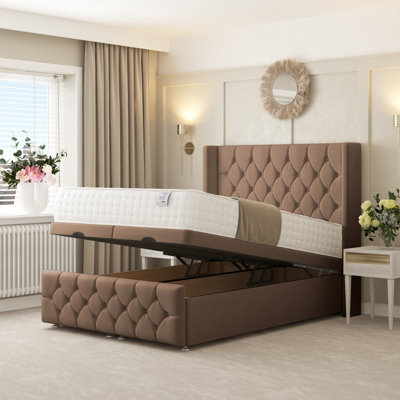 Bed Choices Deluxe Ottoman Divan Bed With 54" Headboard (Taupe)Single (Taupe) from B&Q