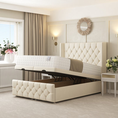 Bed Choices Deluxe Ottoman Divan Bed With 54" Headboard (Beige)Double (Beige) from B&Q