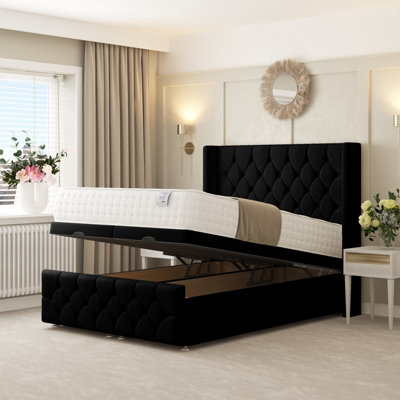 Bed Choices Deluxe Ottoman Divan Bed With 54" Headboard (Black)Double (Black) from B&Q