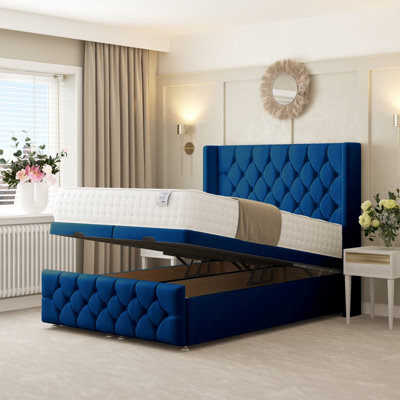 Bed Choices Deluxe Ottoman Divan Bed With 54" Headboard (Blue)King (Blue) from B&Q