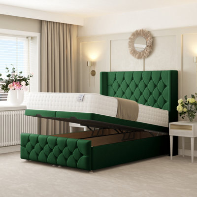Bed Choices Deluxe Ottoman Divan Bed With 54" Headboard (Green)Single (Green) from B&Q