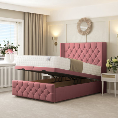 Bed Choices Deluxe Ottoman Divan Bed With 54" Headboard (Pink)Single (Pink) from B&Q