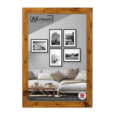 B&Q -  14X12" Rustic Oak Poster FrameModern Picture Frame For Wall ArtPrints And PhotosDurable And Stylish Display Frame