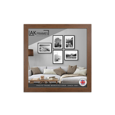 B&Q -  19X19" Walnut Poster FrameModern Picture Frame For Wall ArtPrints And PhotosDurable And Stylish Display Frame
