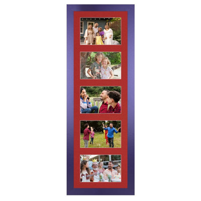 B&Q -  26X8 Purple Modern Multi Photo Frame With Crimson MountHolds 5 Apertures (5X) 6X4 Photos