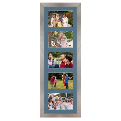 B&Q -  26X8 Aluminum Modern Multi Photo Frame With Pompadour MountHolds 5 Apertures (5X) 6X4 Photos