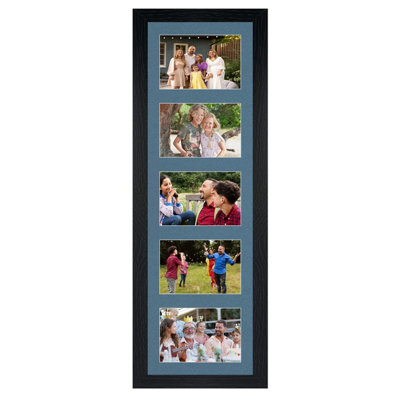 B&Q -  26X8 Black Modern Multi Photo Frame With Pompadour MountHolds 5 Apertures (5X) 6X4 Photos