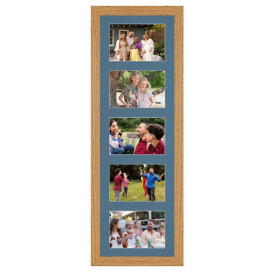 B&Q -  26X8 Oak Modern Multi Photo Frame With Pompadour MountHolds 5 Apertures (5X) 6X4 Photos