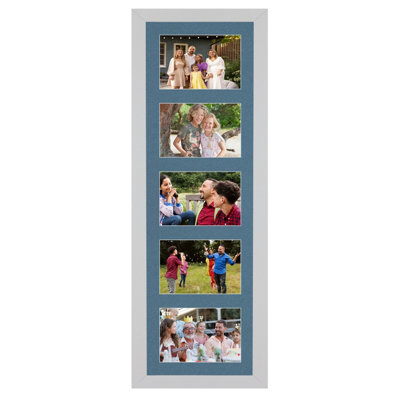 B&Q -  26X8 Silver Modern Multi Photo Frame With Pompadour MountHolds 5 Apertures (5X) 6X4 Photos