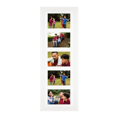 B&Q -  26X8 White Sleek Multi Photo Frame With White MountHolds 5 Apertures (5X) 6X4 Photos
